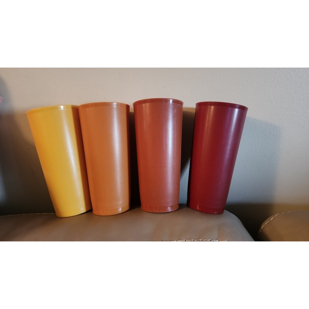 Vintage Tupperware Tumbler Cups Set Of 4 Harvest Fall Colors 1348-8,9&11 J